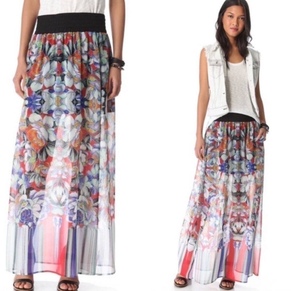 Clover Canyon Floral Chiffon Maxi Skirt
